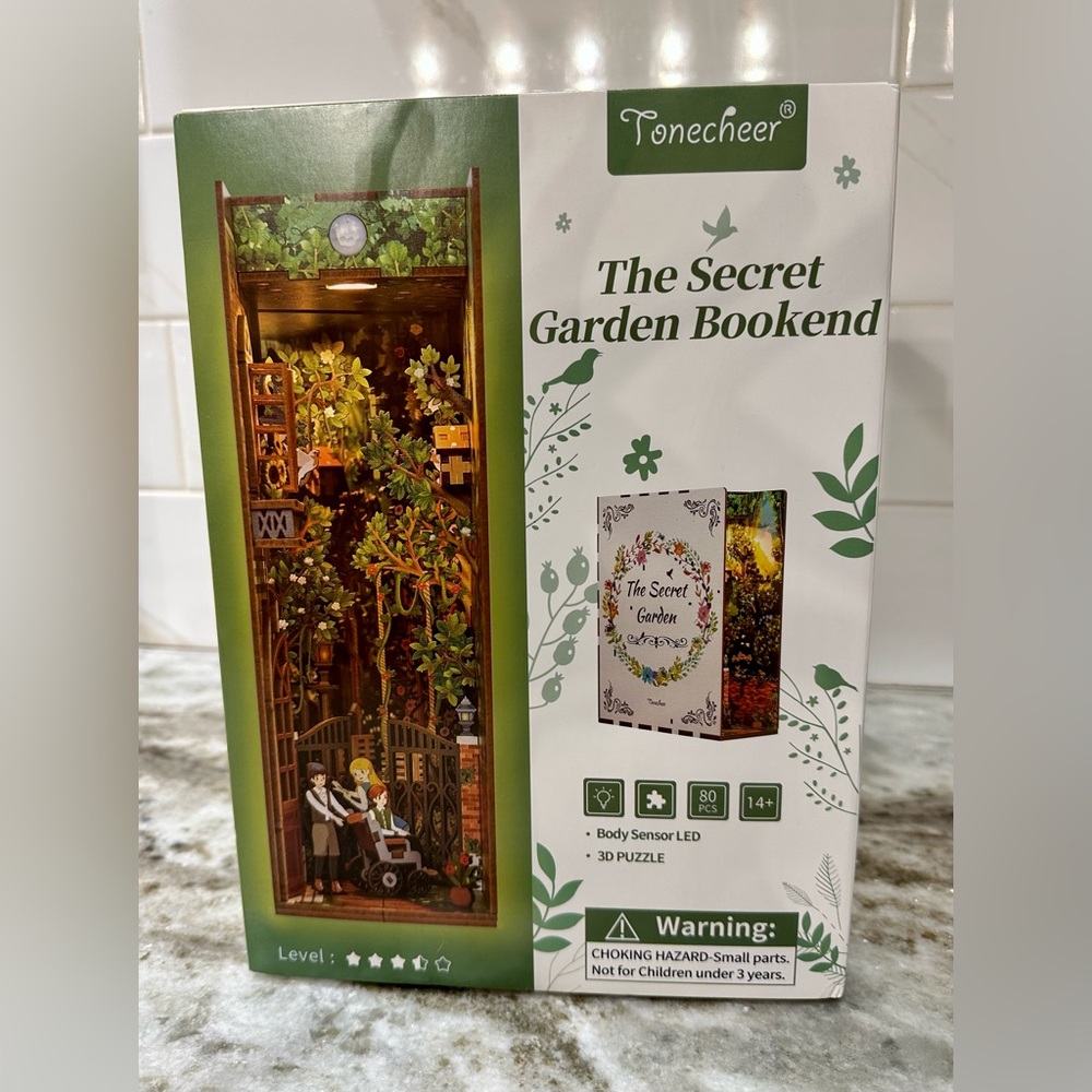 The Secret Garden Miniature DIY Wooden Booknook Kit With LED Light Sensor
